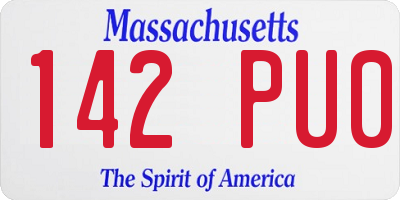 MA license plate 142PU0