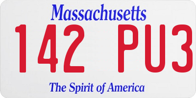 MA license plate 142PU3