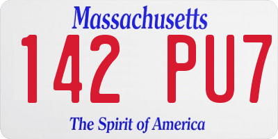 MA license plate 142PU7