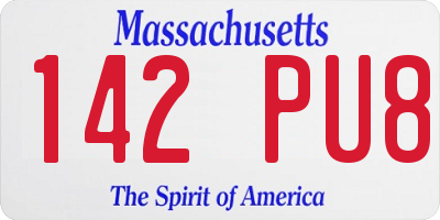 MA license plate 142PU8