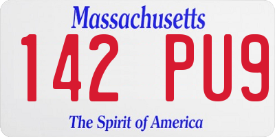 MA license plate 142PU9