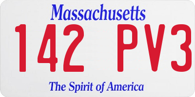 MA license plate 142PV3