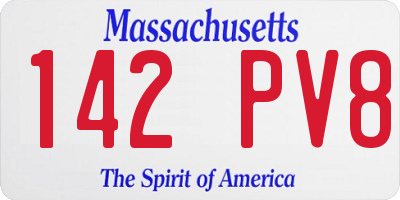 MA license plate 142PV8