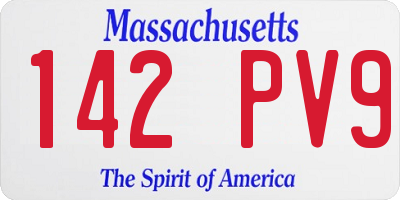 MA license plate 142PV9