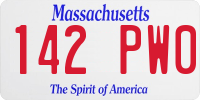 MA license plate 142PW0