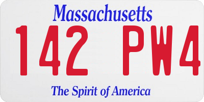 MA license plate 142PW4