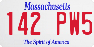 MA license plate 142PW5
