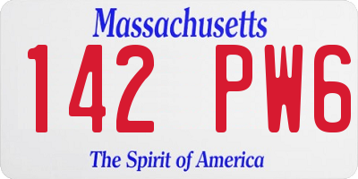 MA license plate 142PW6
