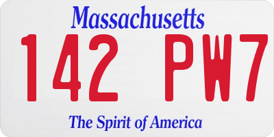 MA license plate 142PW7