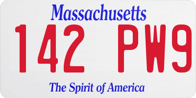 MA license plate 142PW9