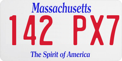 MA license plate 142PX7
