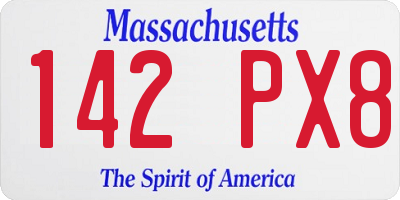 MA license plate 142PX8