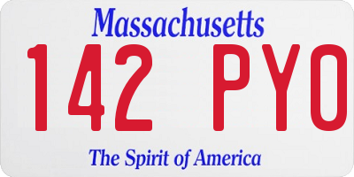 MA license plate 142PY0