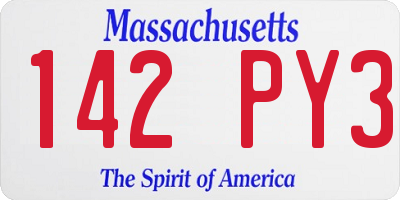 MA license plate 142PY3
