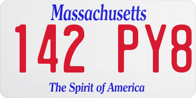 MA license plate 142PY8