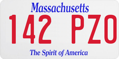 MA license plate 142PZ0