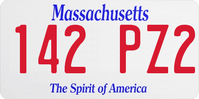MA license plate 142PZ2