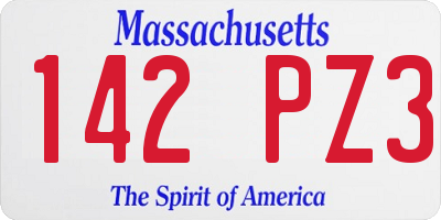 MA license plate 142PZ3