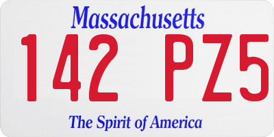 MA license plate 142PZ5