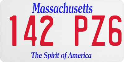 MA license plate 142PZ6