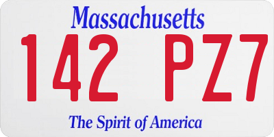 MA license plate 142PZ7