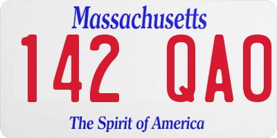 MA license plate 142QA0