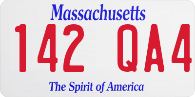 MA license plate 142QA4