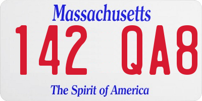MA license plate 142QA8