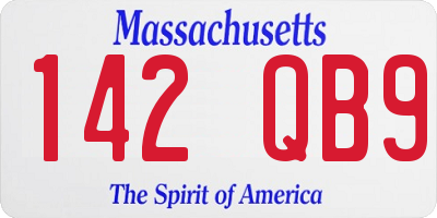 MA license plate 142QB9