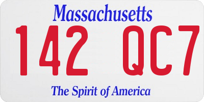 MA license plate 142QC7