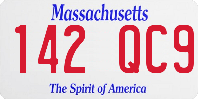 MA license plate 142QC9
