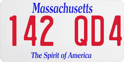 MA license plate 142QD4