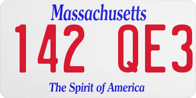 MA license plate 142QE3