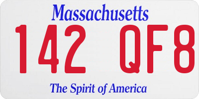 MA license plate 142QF8