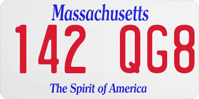 MA license plate 142QG8