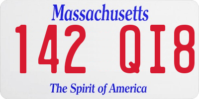 MA license plate 142QI8