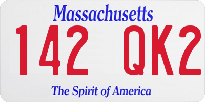 MA license plate 142QK2