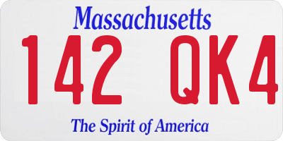 MA license plate 142QK4