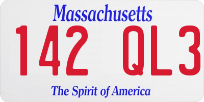 MA license plate 142QL3