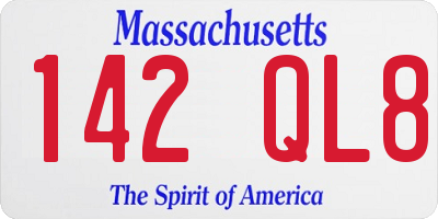 MA license plate 142QL8