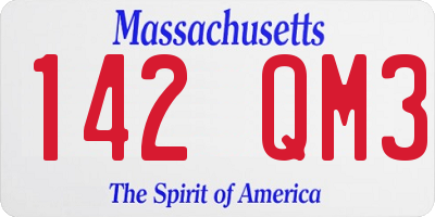 MA license plate 142QM3