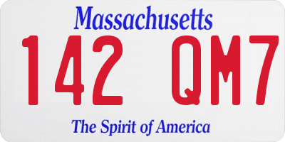 MA license plate 142QM7