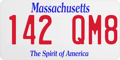 MA license plate 142QM8