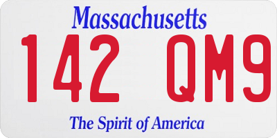 MA license plate 142QM9