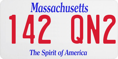 MA license plate 142QN2