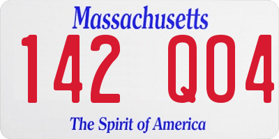 MA license plate 142QO4