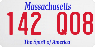 MA license plate 142QO8