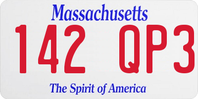 MA license plate 142QP3