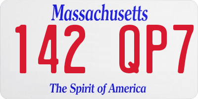 MA license plate 142QP7
