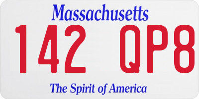 MA license plate 142QP8